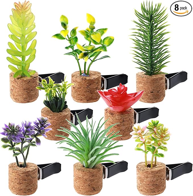 8 Pieces Artificial Plant Air Vent Clips Succulents by Tallew