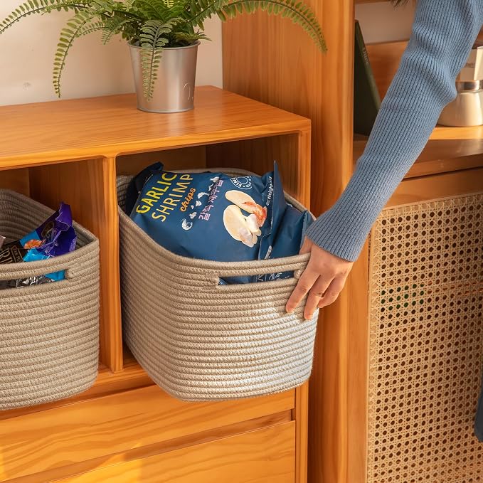 OIAHOMY 4 Pack Storage Baskets for Organizing, Cube Storage Bins for Shelves - Image 4