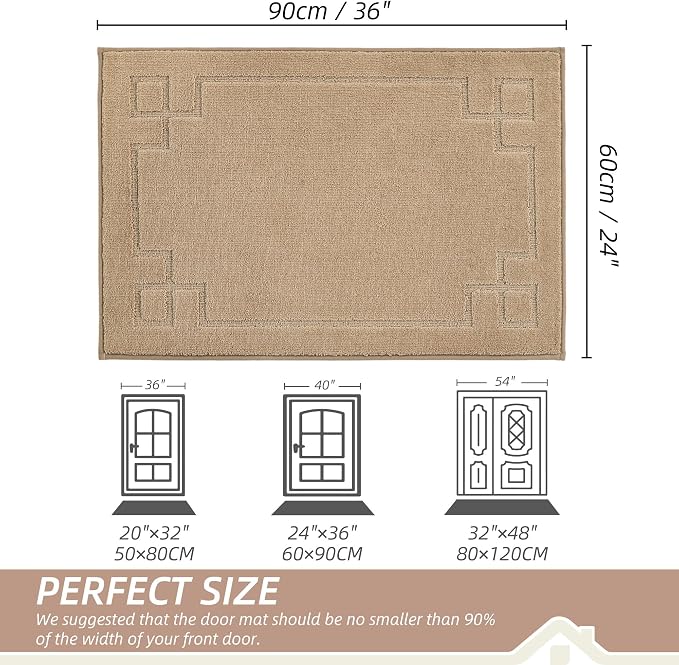 BEQHAUSE Door Mat 24" x 36", Non-Slip Door Mats Indoor Entryway Rugs Washable - Image 2