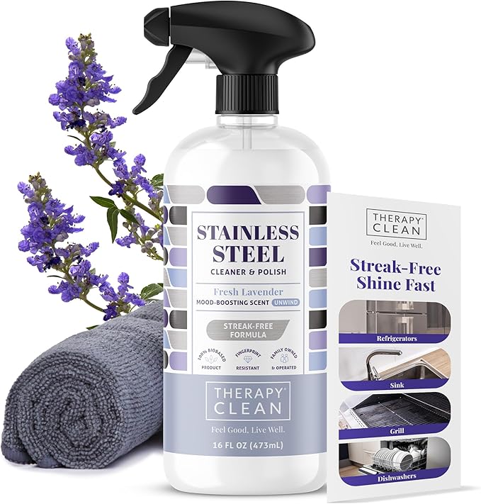 Therapy Stainless Steel Cleaner and Polish 100% USDA Biobased, Fingerprint and by TherapyClean