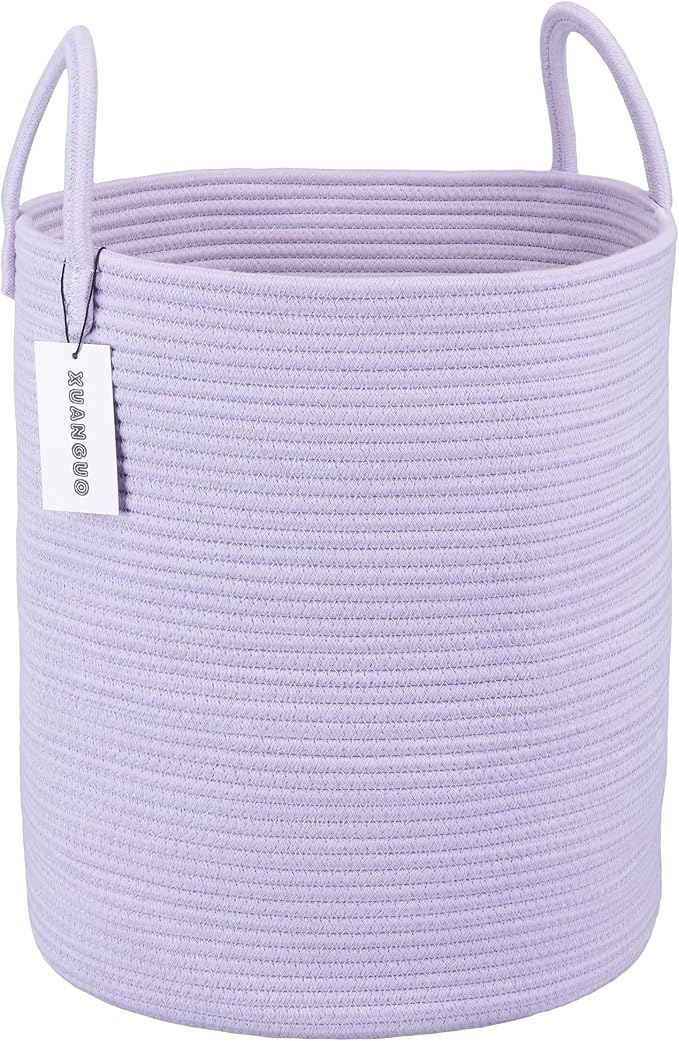 Rope Laundry Basket Hamper for Clothes Woven Storage Basket for Living Room by XUANGUO