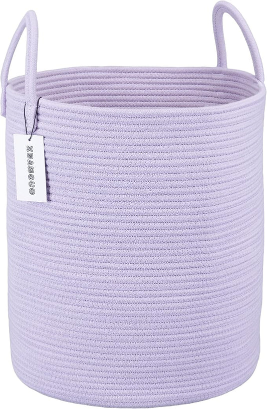 Rope Laundry Basket Hamper for Clothes Woven Storage Basket for Living Room by XUANGUO