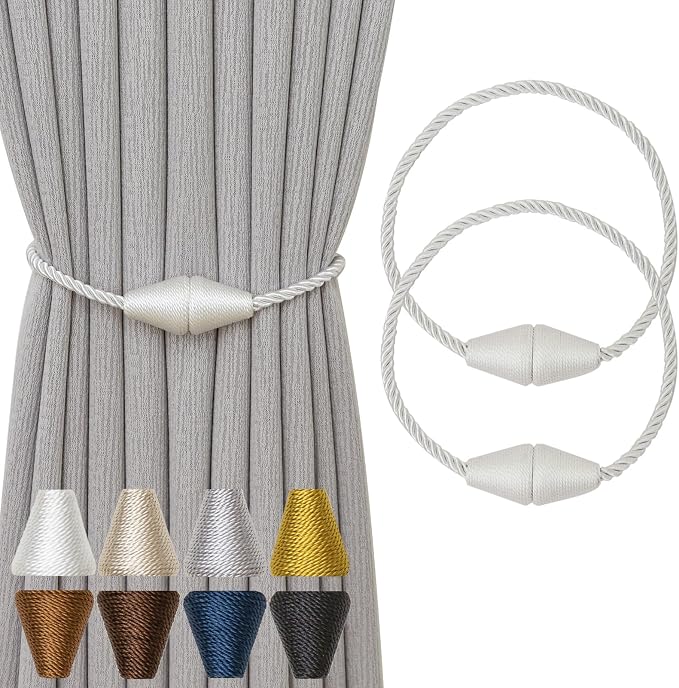 Magnetic Curtain Tiebacks 2 Pack Outdoor Rope Curtain Tie Backs Decorative by CurtainTiebacks