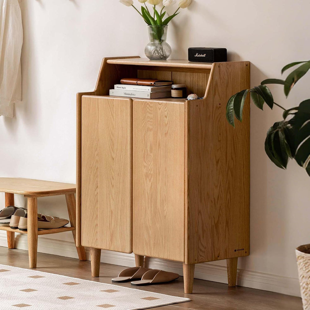 YESWOOD Solid Wood Shoe Storage Cabinet with Doors - 4-Tier Adjustable Shelve...
