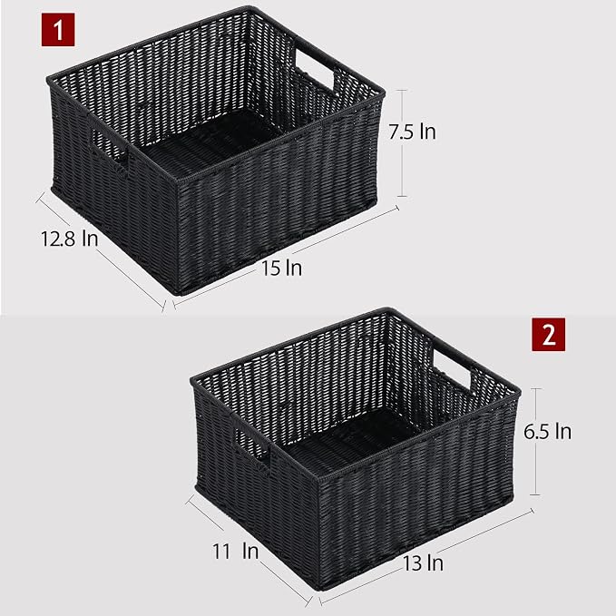 HOONEX Large Wicker Baskets for Storage, Plastic Baskets for Organizing - Image 4