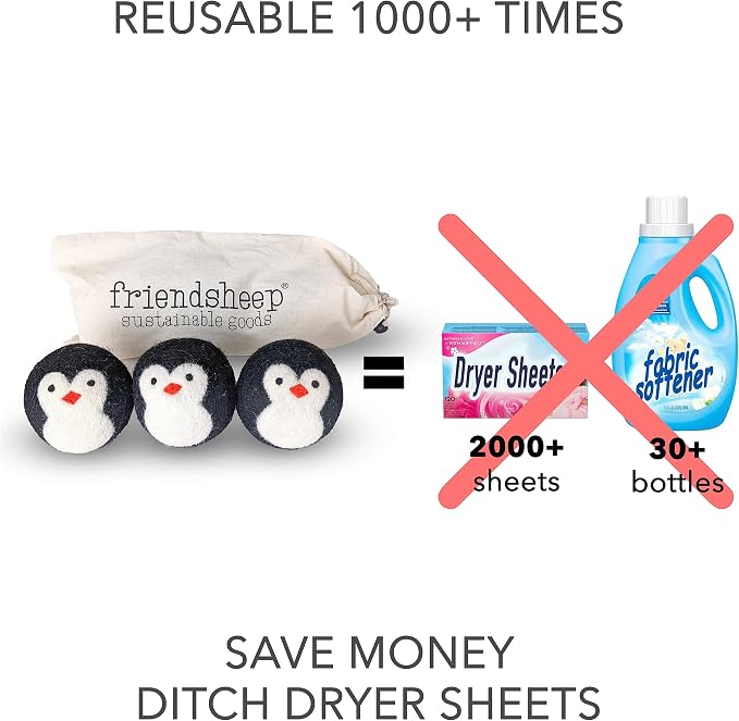 Friendsheep Wool Dryer Balls, Organic Reusable Fabric Softener Alternative - Image 3