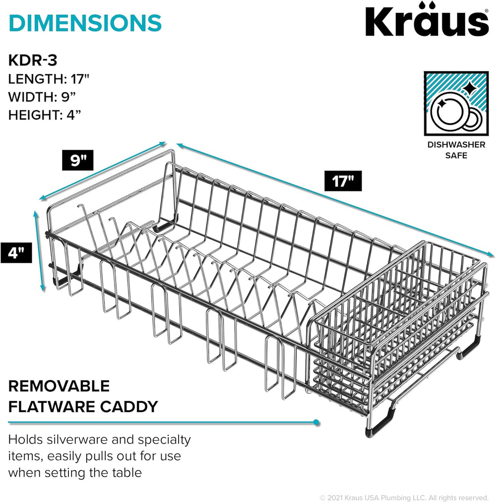 Kraus Workstation Kitchen Sink Dish Drying Rack Drainer and Utensil Holder, 1...