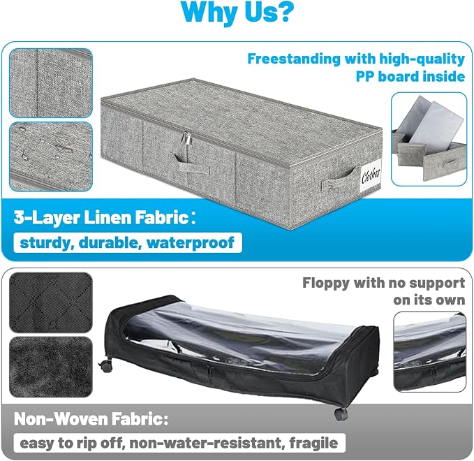 Under Bed Storage Container Bin 4 Pack, 4.5 Inch Slim Low Profile Underbed - Image 8