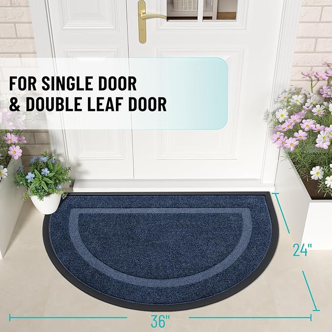 OLANLY Half Circle Door Mat Indoor Outdoor Entrance Welcome, Waterproof - Image 3
