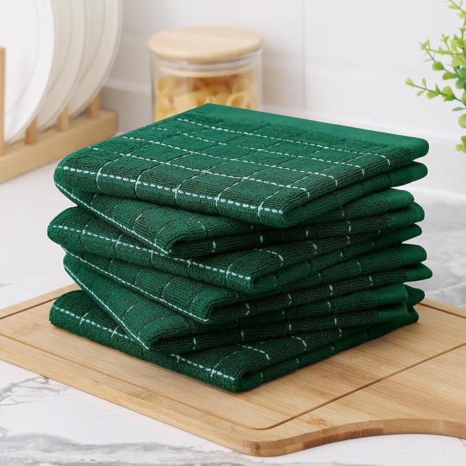 Homaxy 100% Cotton Terry Kitchen Towels, Checkered Designed, Soft and Super - Image 9