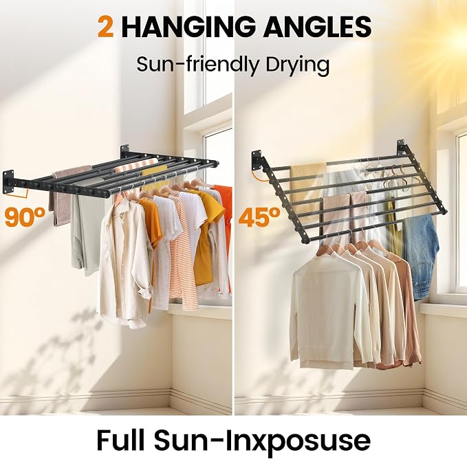 Wall Mounted Clothes Drying Rack 43 Inch – Foldable Laundry Drying Rack - Image 6