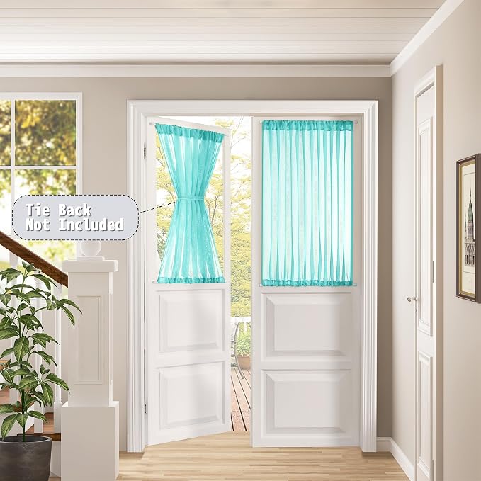 Tollpiz Short Sheer Door Curtain Closet Linen Textured Curtain Sheers Doorway - Image 2