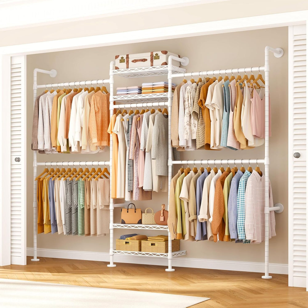 ULIFHOME M7 Wall-Mounted Clothes Rack, Heavy-Duty Garment Closet Rack