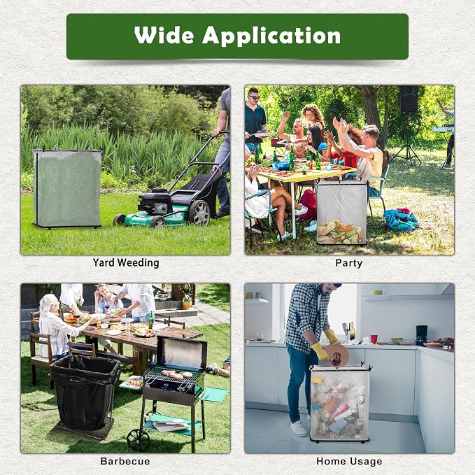 Vrisa Garden Trash Bag Holder Stand Outdoor Leaf Bag Holder Metal Wire Garbage - Image 7