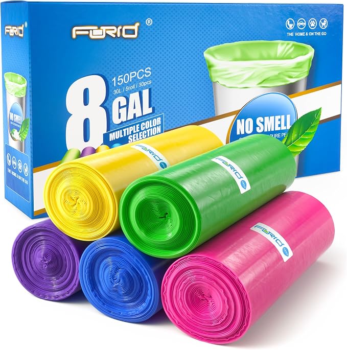 FORID 8 Gallon Trash Bags Multi Colored by FORID