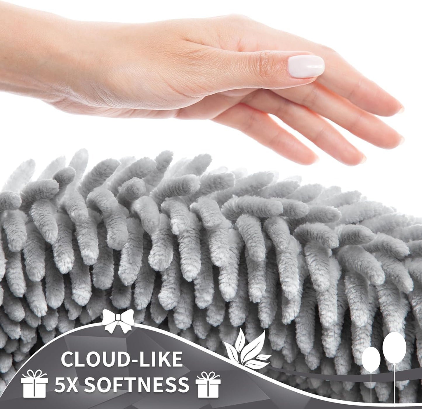Yimobra Chenille Bathroom Rugs Non Slip, Extra Thick Soft Absorbent Bath Rug, Machine Washable Quick Dry Bath Mat for Bathroom Floor, Tub and Shower, Home Decor Accessories, 24x17, Light Grey