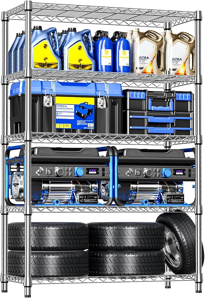 IZEUK 5-Tier Heavy Duty Metal Storage Shelving Unit, Adjustable Steel Wire Rack by IZEUK
