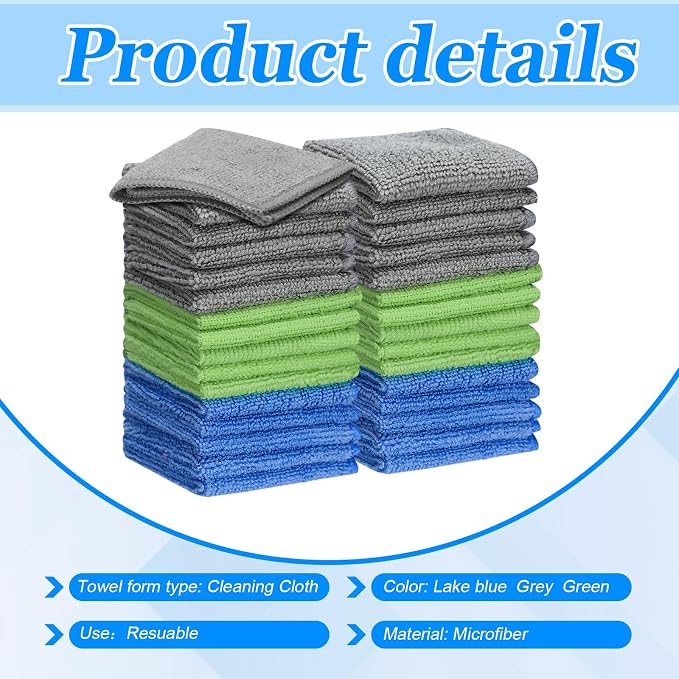 Tanlade Microfiber Cleaning Cloth 6"x6" Cleaning Rags Reasonable Kitchen Towels - Image 3
