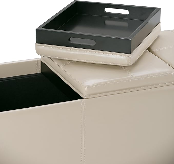 SIMPLIHOME Avalon 42 inch Wide Contemporary Rectangle Storage Ottoman in Satin - Image 6
