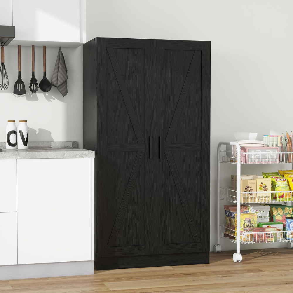 Wooden Storage Cabinet, Collection Food Pantry Narrow Cabinet Free Standing w...