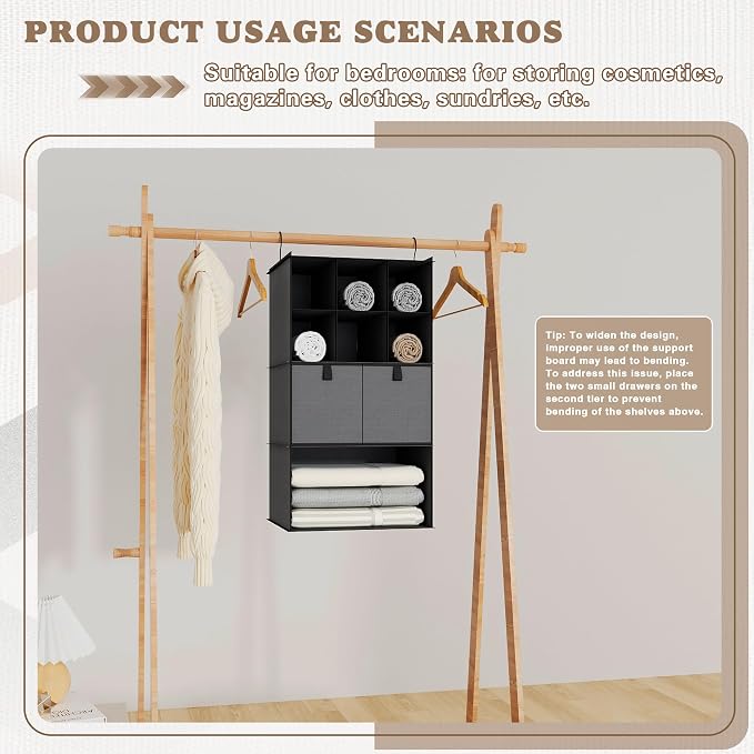 Hanging Closet Organizer 4 Shelves, 2 Drawers Closet Organization and Storage - Image 6