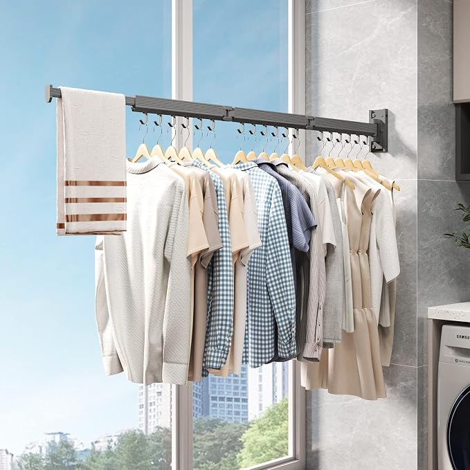 Wall Mounted Clothes Drying Rack, Laundry Drying Rack Wall Mount, Clothes Hanger - Image 7