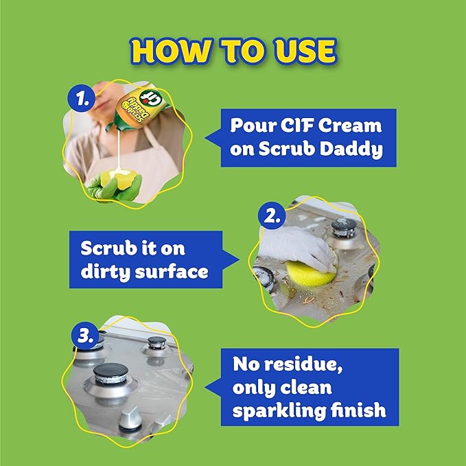 Scrub Daddy + 2x Cif All Purpose Cleaning Cream, Lemon - Image 6