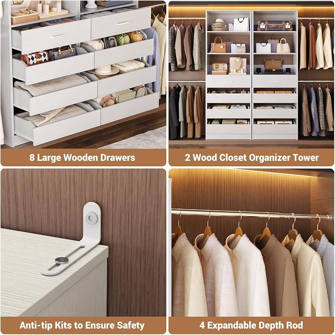 Aheaplus Closet System, 6-15Ft Closet Organizer - Image 3