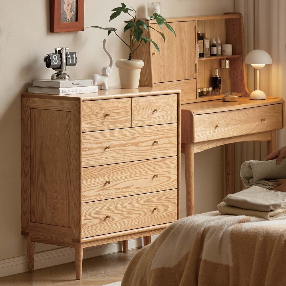 Solid Wood Dresser, 5 Drawer Dresser for Bedroom, Solid Wood Storage Organize...