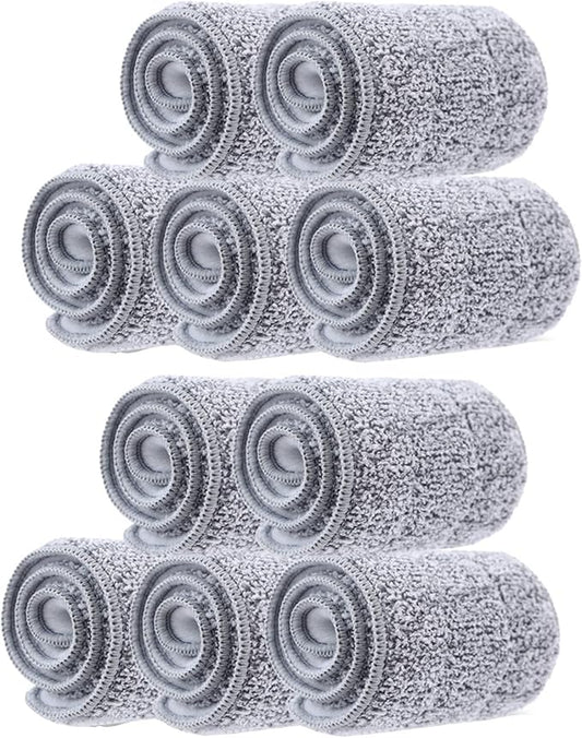 10 Pack 13 * 4.9" Generic Mop Pads Mop Head Refill Washable Wet/Dry Mops Flat by Rinakou