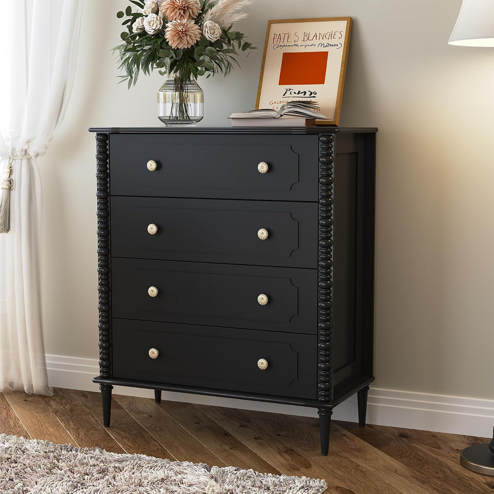 Dresser for Bedroom, 37" Tall Dresser with 4 Drawers, Black
