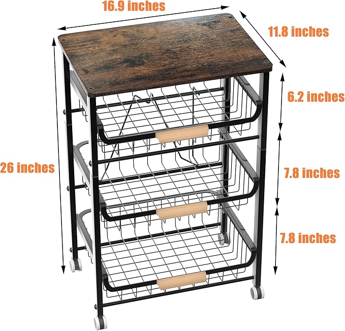 4-Layer Fruit Basket Kitchen Food Organizer and Rack, Stackable Storage Cart - Image 3