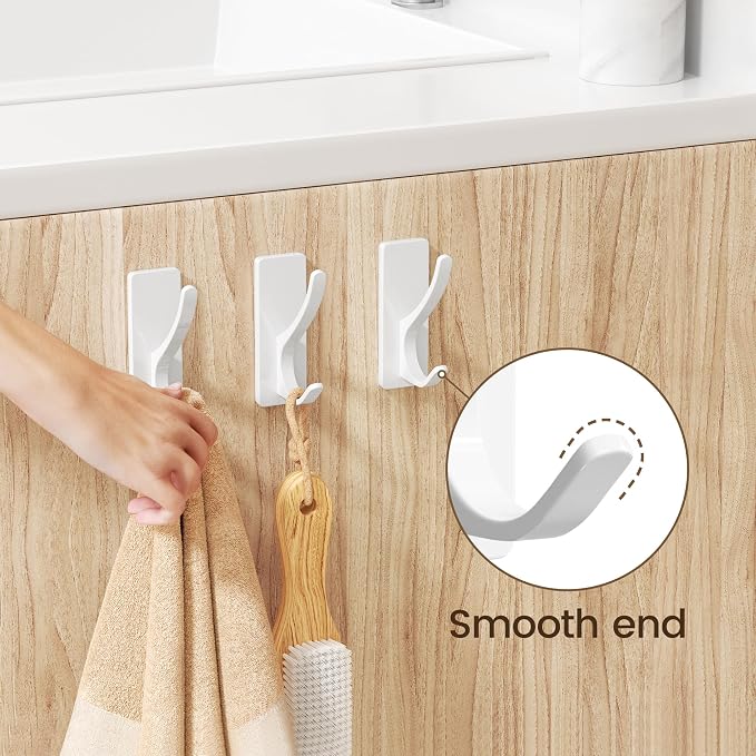 Self Adhesive Coat Hooks for Hanging, Heavy Duty Stainless Double Wall Hook for - Image 3