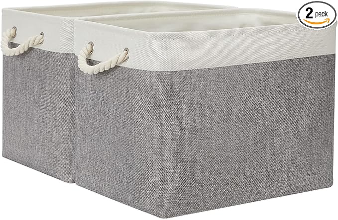 Temary Baskets for Organizing, 2 Pack Storage Baskets Large Fabric Baskets by TEMARY