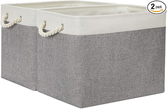 Temary Baskets for Organizing, 2 Pack Storage Baskets Large Fabric Baskets by TEMARY