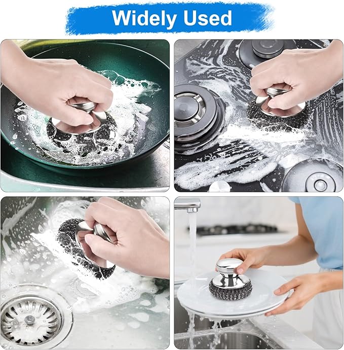 7PCS Steel Wool Scrubber Pads, Stainless Steel Scrubber Set - Image 5