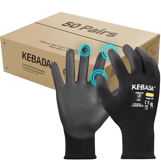 Kebada W1 Safety Work Gloves, PU Coated Touch Screen Work Gloves by KEBADA