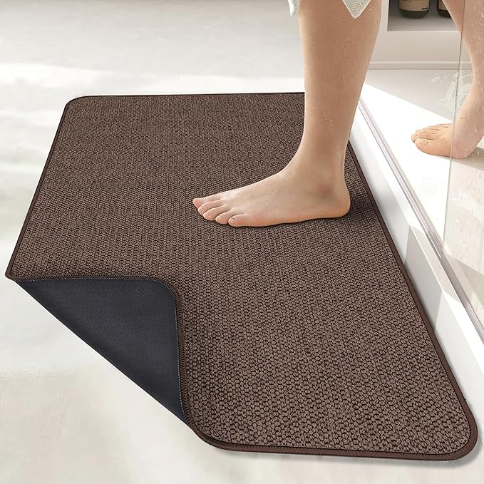 Bath Mat, Ultra Thin Bathroom Rugs, Rubber Bath Mats by BosapDirect
