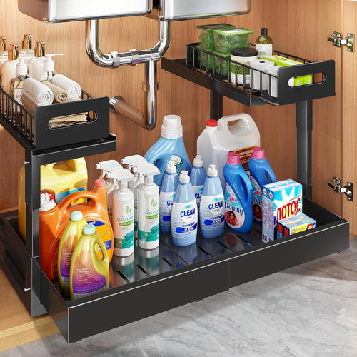 expandable under sink organizers and storage with upgrade, main product view