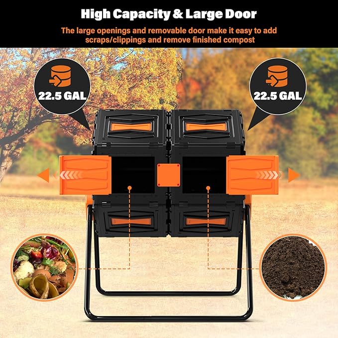 Compost Tumbler, Easy Assemble & Efficient Outdoor Compost Bin, 45 Gallon/170 - Image 3