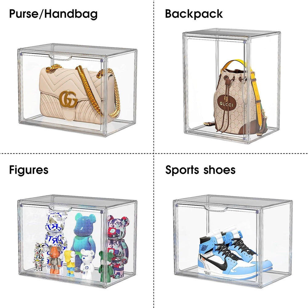 Boot Storage Organizer Tall Boots Boxes 3 Pack Clear Plastic Stackable Boot O...