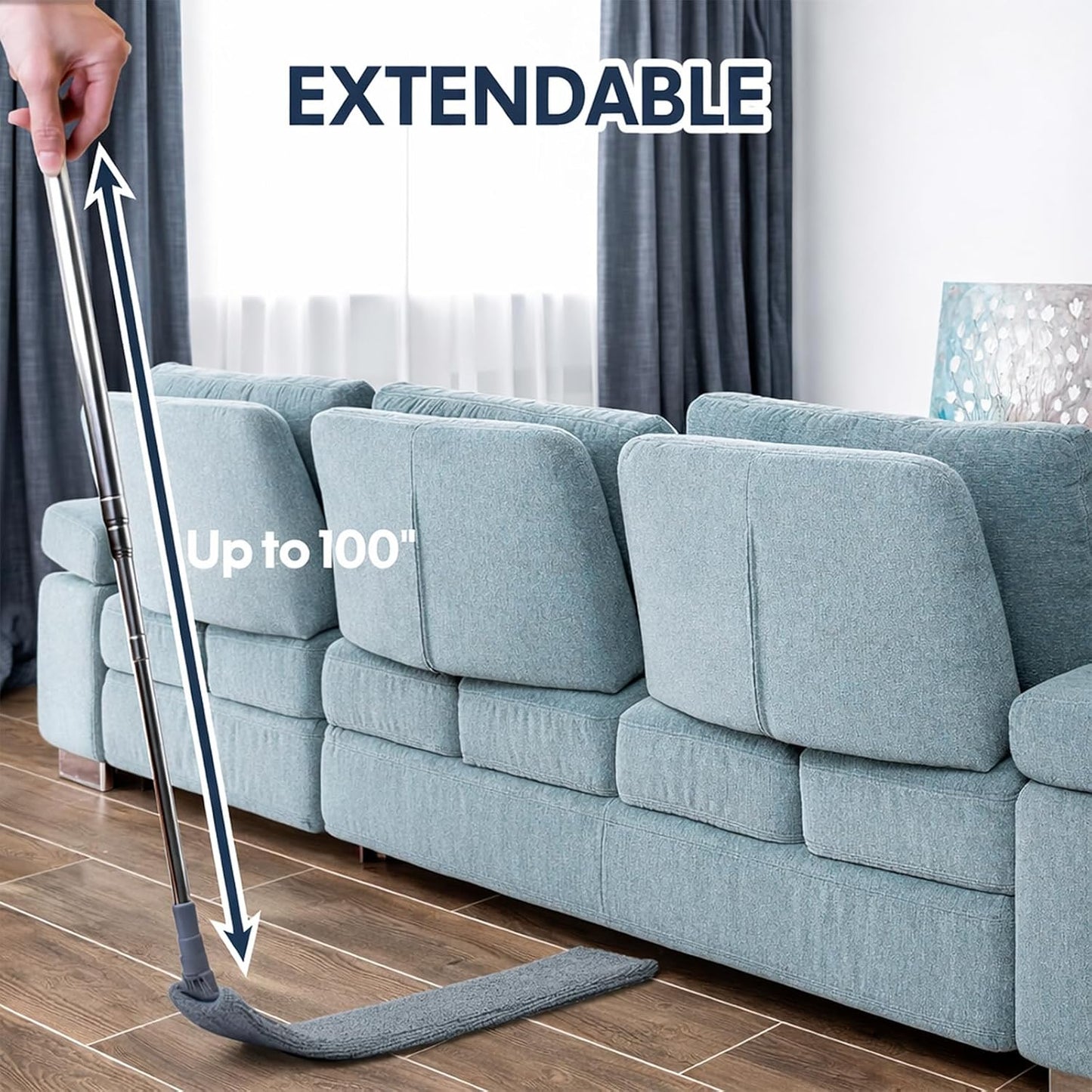 Retractable Gap Dust Cleaner with Extension Pole, Cleaning Tools with 3 Microfiber Dusting Cloths, Extendable Long Handle Duster for Cleaning Under Refrigerator Furniture Appliance