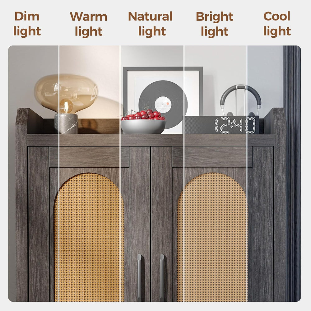 Mericonia Shoe Cabinet Storage for Entryway, Natural Rattan Shoes Cupboard, W...