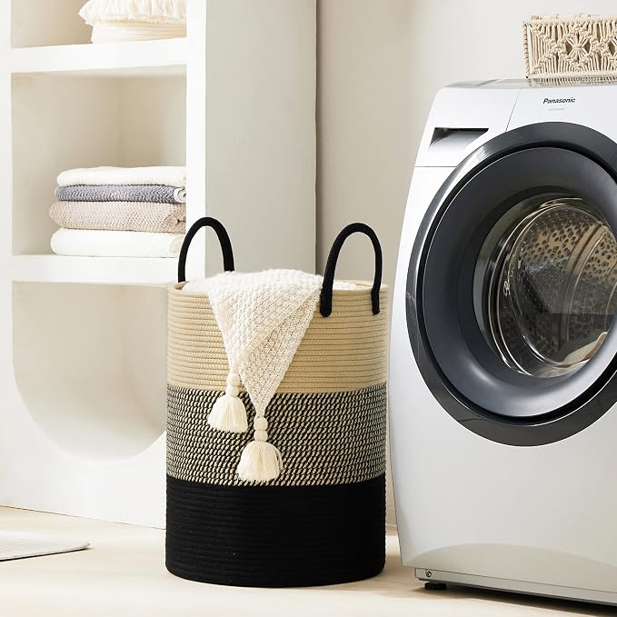 YOUDENOVA Woven Rope Laundry Hamper Basket, 72L Tall Luandry Basket, Baby - Image 6