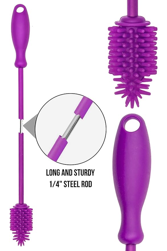 A-Brush Silicone Bottle Cleaner Brush, 2 Piece Set, Long Handle - Image 3
