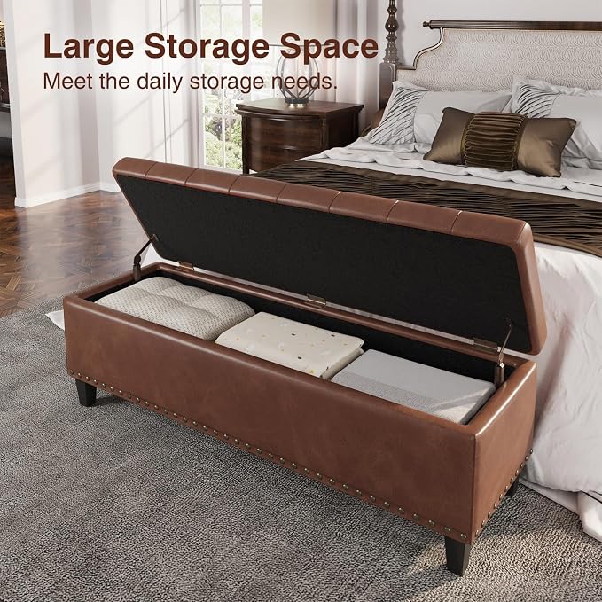 Storage Ottoman Bench, 51-Inch Large Storage Bench - Image 3