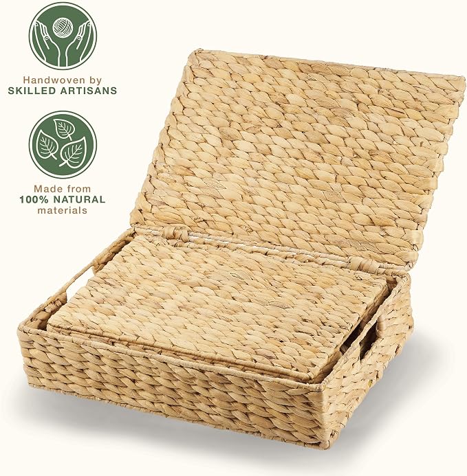 Set of 2 Wicker Baskets with Lid - Image 7