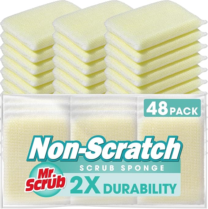 Sponges Kitchen Scrub Dish Sponge Scouring Pad, 48 Pads Cleaning Brush by MrScrubCleaninghelpers