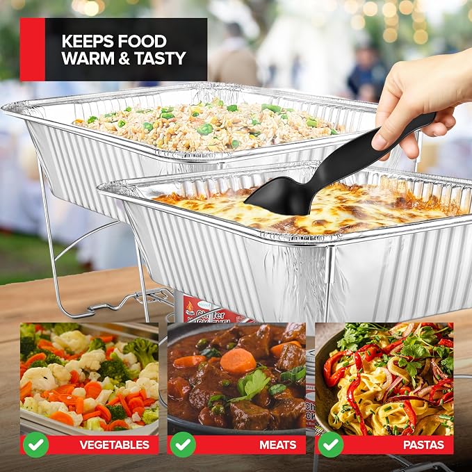 Complete Chafing Dish Buffet Set Disposable Catering Supplies- Includes Serving - Image 5