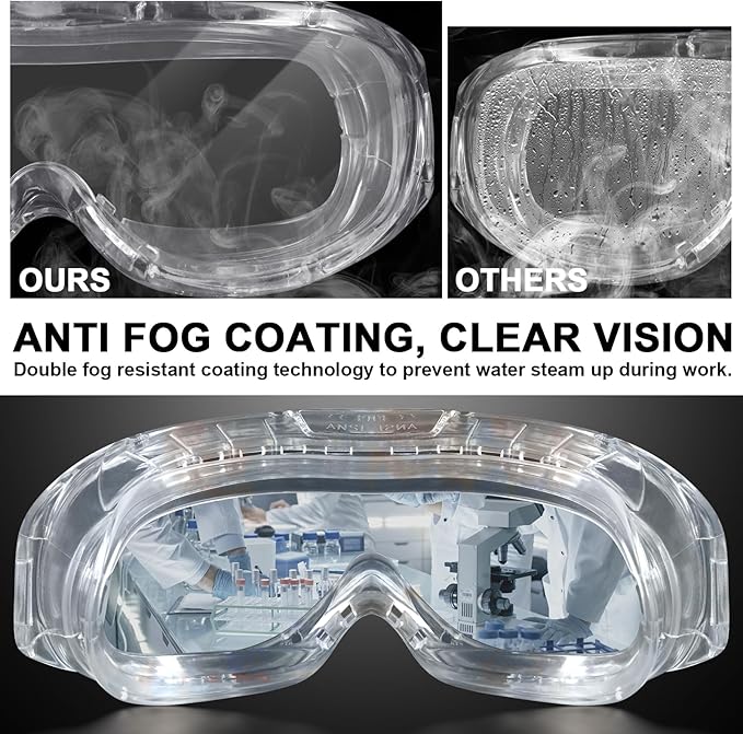 OXG 6 Pack Protective Safety Goggles Anti-Fog, Adjustable Chemical Splash Eye - Image 5